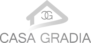 CASA GRADIA Logo mit Hausdach und geschwungenem Schriftzug